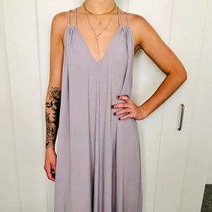 Pastel Lavender Plunge Maxi Boho Dress